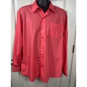 Berlioni Italy Mens XL Coral Dress Shirt Long Sleeve Button‎ Up